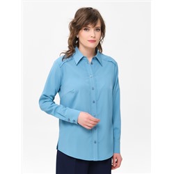 Блузка серо-голубая с длинным рукавом