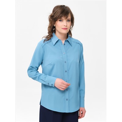 Блузка серо-голубая с длинным рукавом