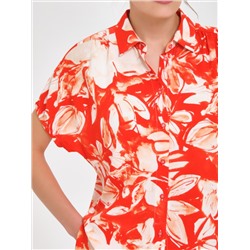 Блузка красная с принтом