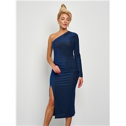 Платье синее трикотажное с люрексом
