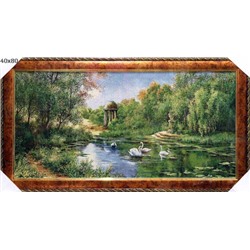 Картина гобелен 40x80 Парк с лебедямиМ001 /10012-2 (ML093F-N502) /