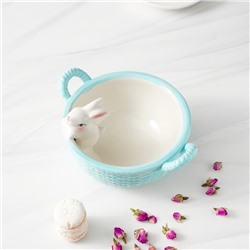 Конфетница Доляна «Зайка», 19.5×16.5×12.5 см, доломит, голубая