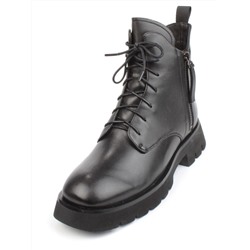 01-CA112-1 BLACK Ботинки демисезонные женские (натуральная кожа, байка)