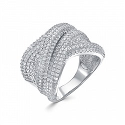 Кольцо с фианитом родированное серебро 925*