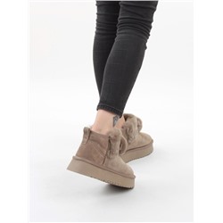 04-PAYH31-3Z KHAKI Угги женские (натуральная замша, 100% шерсть, натуральный мех)