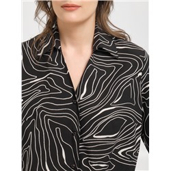 Блуза чёрная из вискозы с принтом