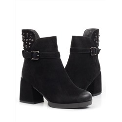 04-R164-1 BLACK Полусапоги женские (натуральная замша, натуральный мех)