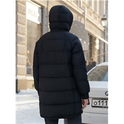 Куртка зимняя женская с капюшоном модная черного цвета 7341Ch