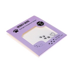 Блок с липким краем, 75×75 мм, 50 листов, прозрачные с блестками «Лапки кошки»