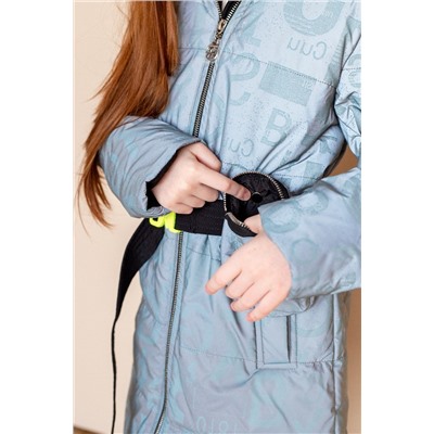 2107 Пальто на синтепоне серо-голубой/130