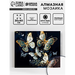 Алмазная вышивка полное заполнение "Бабочки", на холсте 40*50 см