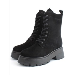 04-M2-1376 BLACK Ботинки зимние женские (натуральная замша, натуральный мех)