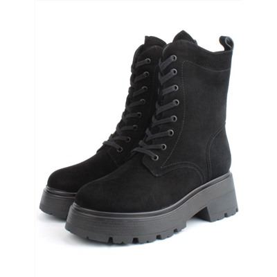 04-M2-1376 BLACK Ботинки зимние женские (натуральная замша, натуральный мех)