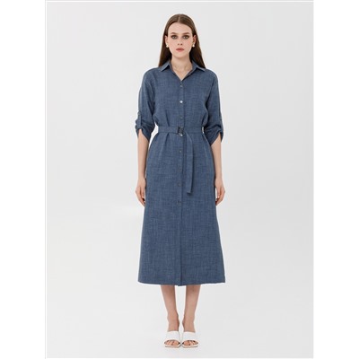 Платье А-образного силуэта с поясом