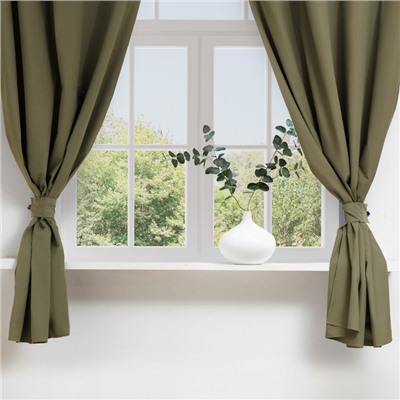Шторы для кухни для кухни с подхватами Этель Kitchen, 150×180 см, комплект - 2 шт., зелёные