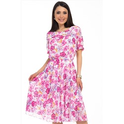 Платье белое шифоновое с цветочным принтом