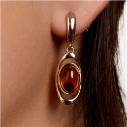 Серьги длинные ювелирная бижутерия коллекция "Дубай" покрытие позолота, вставка: пластик, цвет: янтарный, арт.414.667