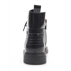01-M43-13 BLACK Ботинки демисезонные женские (натуральная кожа)