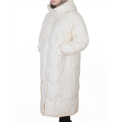 8807 MILK WHITE Пальто зимнее стеганое женское (150 гр. холлофайбер)