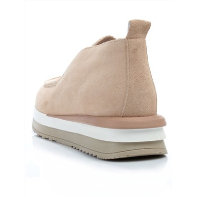 01-5576-6 BEIGE Ботинки демисезонные женские (натуральная замша, байка)