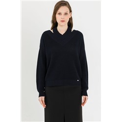 Джемпер вязаный тёмно-синий