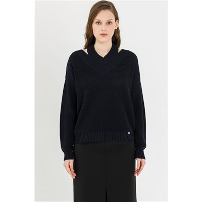 Джемпер вязаный тёмно-синий