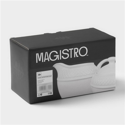 Набор сервировочный Magistro Argos, 2 предмета: молочник 300 мл, сахарница 300 мл, фарфор, белый