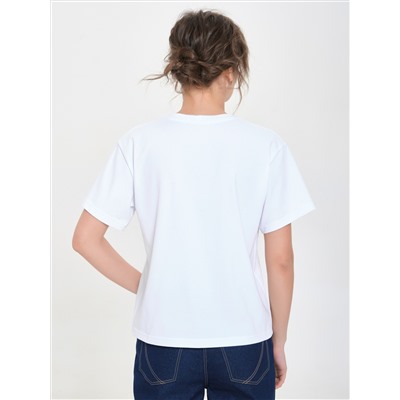 Футболка оверсайз белая с принтом