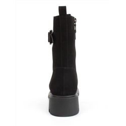 04-M2-590 BLACK Ботинки зимние женские (натуральная замша, натуральный мех)