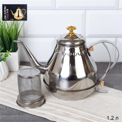 Чайник заварочный 1,2 л с ситечком металл / AG-600-1 /уп 48/ silver/ 716726