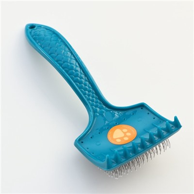 Щётка - пуходёрка большая, основание 68×48 мм, мягкая с каплями, бирюзовая