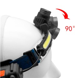 Фонарь налобный спортивный COMIRON O'HEAD корпус ABS, IPX5 свет COB 400lm аккум 18650 3.7V 2000 mAh, USB Type-C; индикатор КРАСНЫЙ ава /уп 50/100/