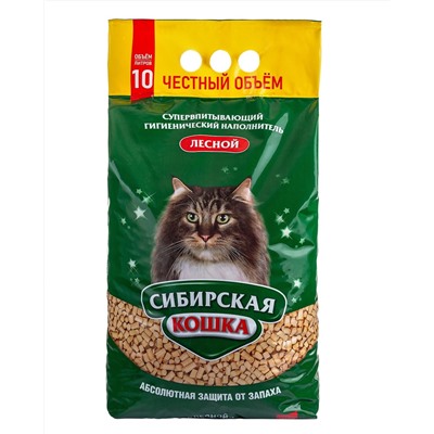 Наполнитель Сибирская Кошка ЛЕСНОЙ 10л древ гранулы
