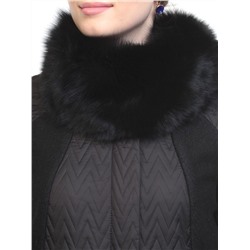 A16002 BLACK Пальто демисезонное женское (синтепон 100 гр., натуральный мех лисицы)
