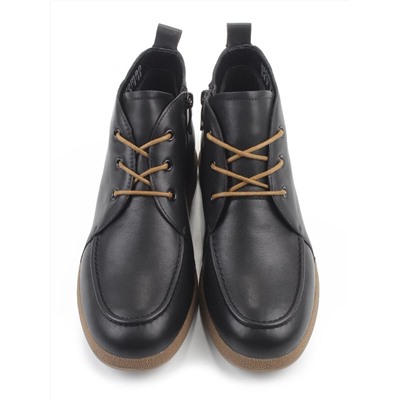 01-S77-98 BLACK Ботинки демисезонные женские (натуральная кожа, байка)