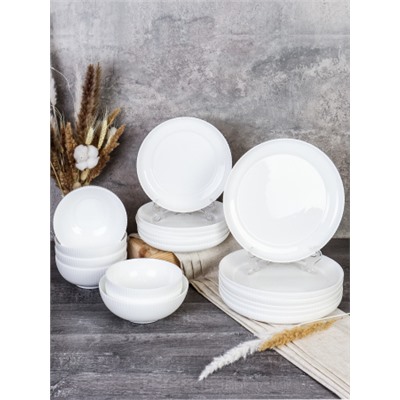Столовый набор 19 предметов Вертикаль белый  FLSLQP19 1867 (WHITE) (уп2)