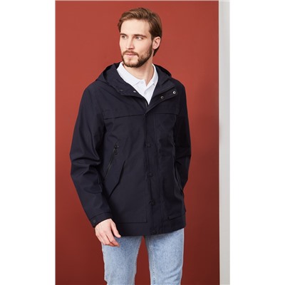 Ветровка мужская с несъемным регулируемым капюшоном F111-1302 тёмно-синяя