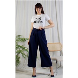 Женские летние брюки Брюки кюлоты лен темно-синий
