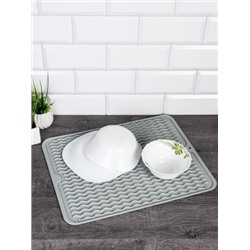 Коврик для сушки посуды 40х30 см силиконовый/ S-241-643 /уп 30/ Серый