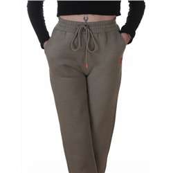 2617 GRAY/GREEN Брюки спортивные утепленные женские (85% хлопок, 10% полиэстер, 5% спандекс)
