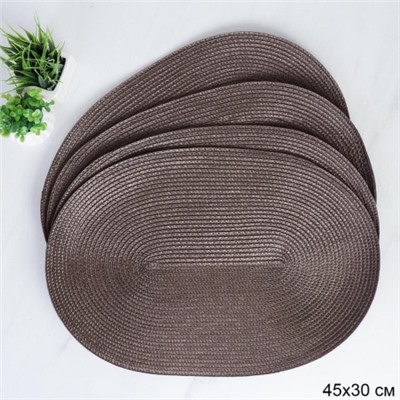 Салфетка для стола овальная 4 штуки / L-38 coffee / 30х45 см кофейная   660762