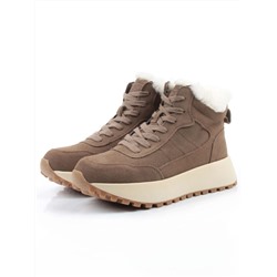 04-PAML08-2Z BROWN Ботинки зимние женские (натуральная замша, 100% шерсть, натуральный мех)