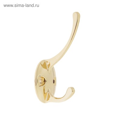 Крючок мебельный ТУНДРА TKd=002 LIGHT, двухрожковый, золото, 4 шт. TMP