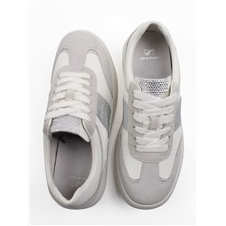 03-A1021-9 WHITE/GRAY Кроссовки женские (натуральная кожа, натуральная замша)