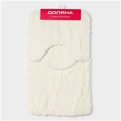 Коврики для ванной и туалета «Доляна. Плюшевый», 3 шт., 80×50 см, 40×50 см, 40×35 см, белые