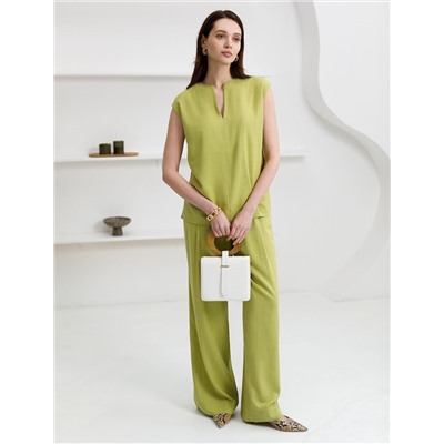 Свободный топ с V-вырезом и цельнокроеным коротким рукавом изо льна с вискозой