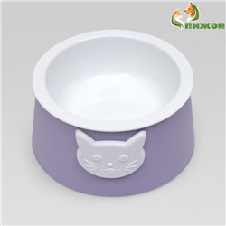 Миска для кошек 2 в 1 «Киса» пластиковая, 14×8 см, фиолетовая