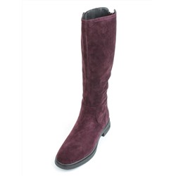 02-FJ632-2M BURGUNDY Сапоги зимние женские (натуральная замша, натуральный мех)