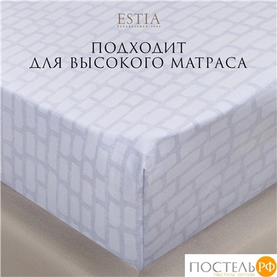 Estia ЭНТОН Простыня на резинке 160х200+30, 1 пр., хл./сатин серый