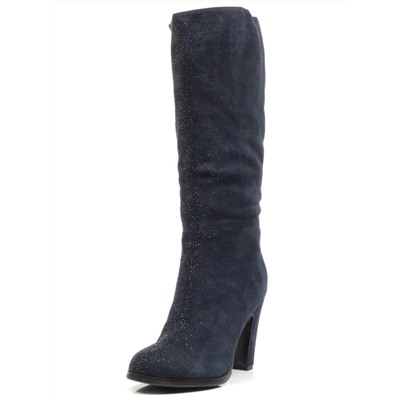 02-F65-011M DARK BLUE Сапоги зимние женские (натуральная замша, натуральный мех (полностью))